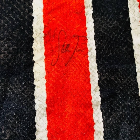 RARE Stella Jean Mid Rise Flare Pants Orange & Black Stripe Snakeskin Print Sz 8 - Picture 5 of 9